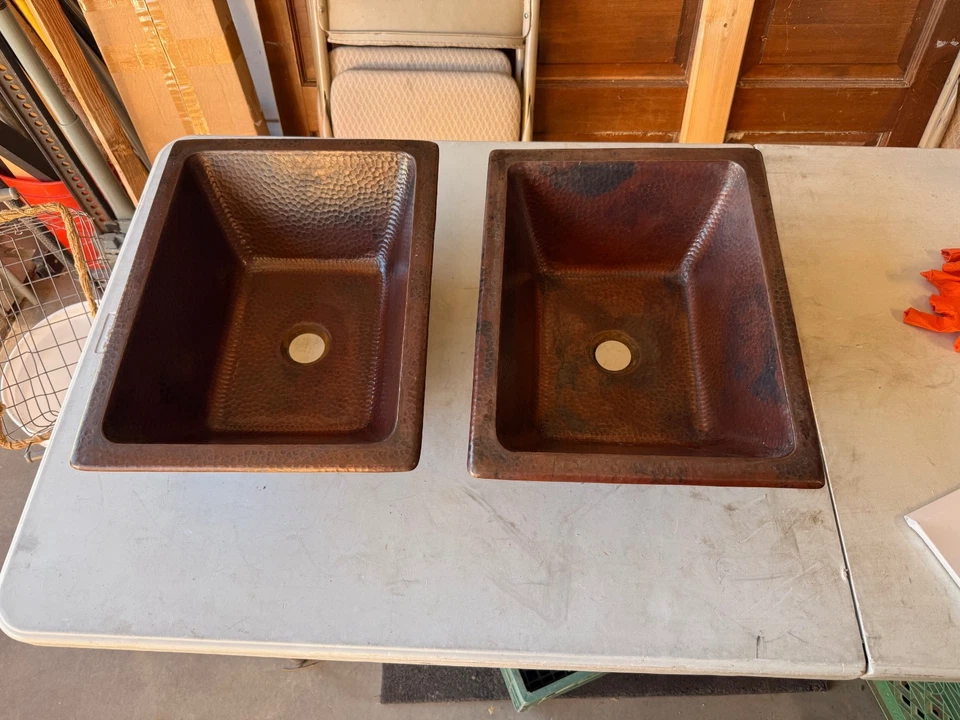 SINKOLOGY Fregadero de Baño 17"L Rectangular Calibre 18 Cobre Doble Flex Cobre Envejecido Foto 4 de 4