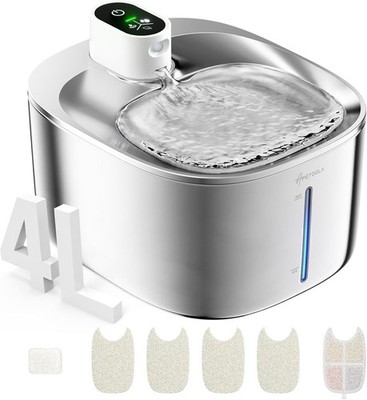 APETDOLA Katzenbrunnen kabellos 135 fl oz/4L batteriebetrieben Katzenbrunnen