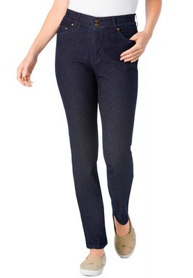 Woman Within Plus Size Stretch Built-In Slimming Panel Straight Leg Jeans