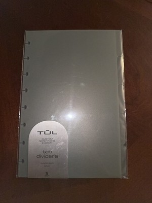 TUL Disbound Custom Note-Taking System, Tab Dividers, Junior Size, Gray, 5 Count