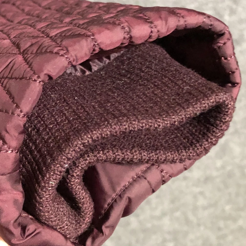 Abrigo impermeable para mujer 1X Borgoña acolchado acolchado acolchado con capucha piel sintética cremallera larga Foto 4 de 4