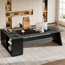 78" L-Shaped Executive Desk Large Modern Office Desk with Drawers & File Cabinet