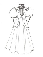 Period French German Victorian Anique Dress PATTERN for 17" to 18" Doll 160