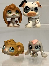 Mixed Lot of 4 LPS Littlest Pet Shop Figures - Dalmatian Dog Bunny Guinea pig