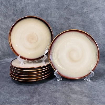 Set of TEN - Sango Nova Brown 7 3/4'' Salad/Dessert Plates # 4933 - Stoneware