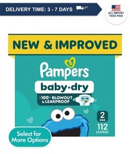 Ultra Absorbent Baby Diapers Size 2 Leakproof Protection Stretchy Fit 112 Count