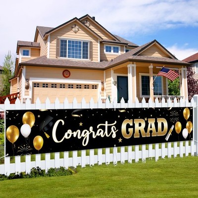 Large Graduation Banner Decorations 120'' x 20'' Congrats Grad Class of 2025 Yard 