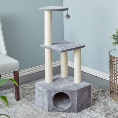 Two by Two Brea - Gray Scratching Post Cat Furniture - 42.9 in. Tall