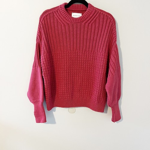The Knotty Ones Delcia Sweater Berry "rhubarb" Cotton Knit Oversized One Size