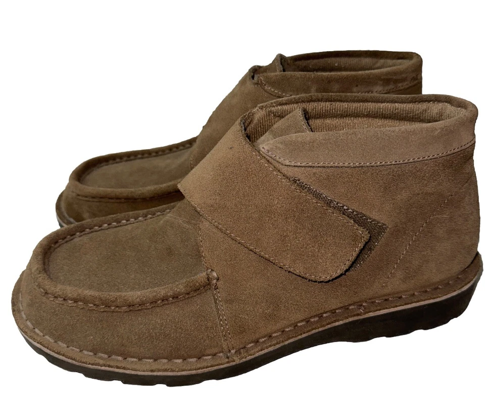 DR SCHOLL’S Gamuza Marrón Gancho Cierre Desierto Botas Para Hombre Talla 11 Retro Foto 3 de 4