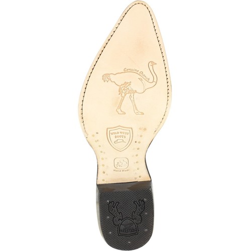 Botas vaqueras Wild West genuinas AZUL JEAN pierna de avestruz punta en J EE+ 2990514 - Imagen 2 de 2