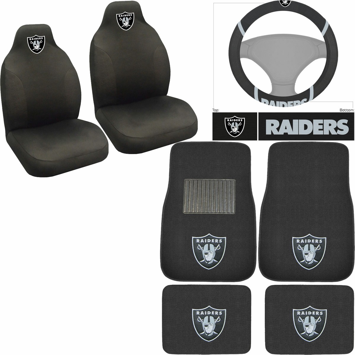 NFL Las Vegas Raiders Car Truck Floor Mats Seat Covers & Steering