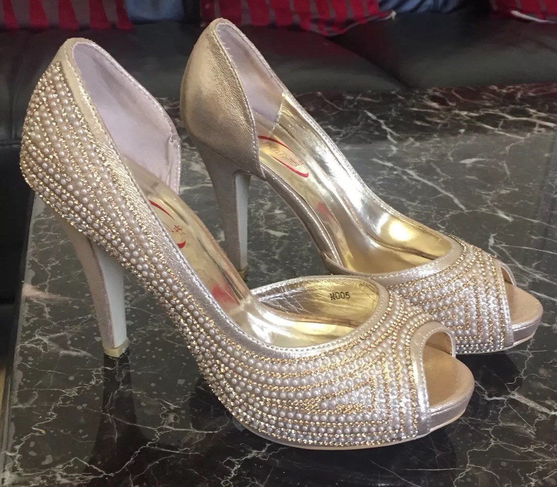 gold wedding shoes size UK