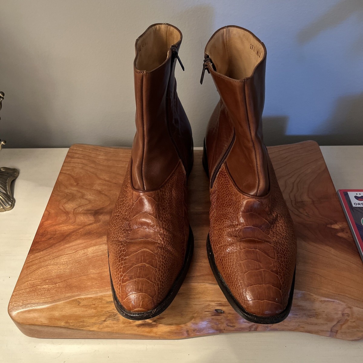 CUADRA Python Leather Womens Ankle Boot Size 27 Made In Mexico