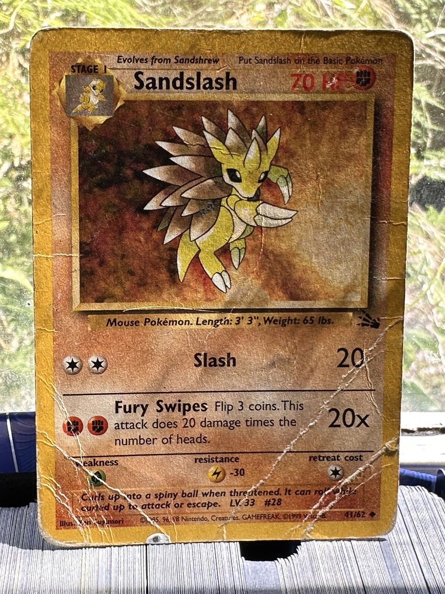 1995 sandslash pokemon card value 1995, 96, 98 Pokemon Card ** Sandslash ** - Fossil Set 41/62 - Uncommon