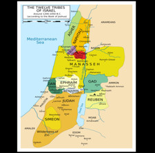 11x14 12 Tribes of Israel Map Poster PHOTO Print 1050BC Book of Joshua