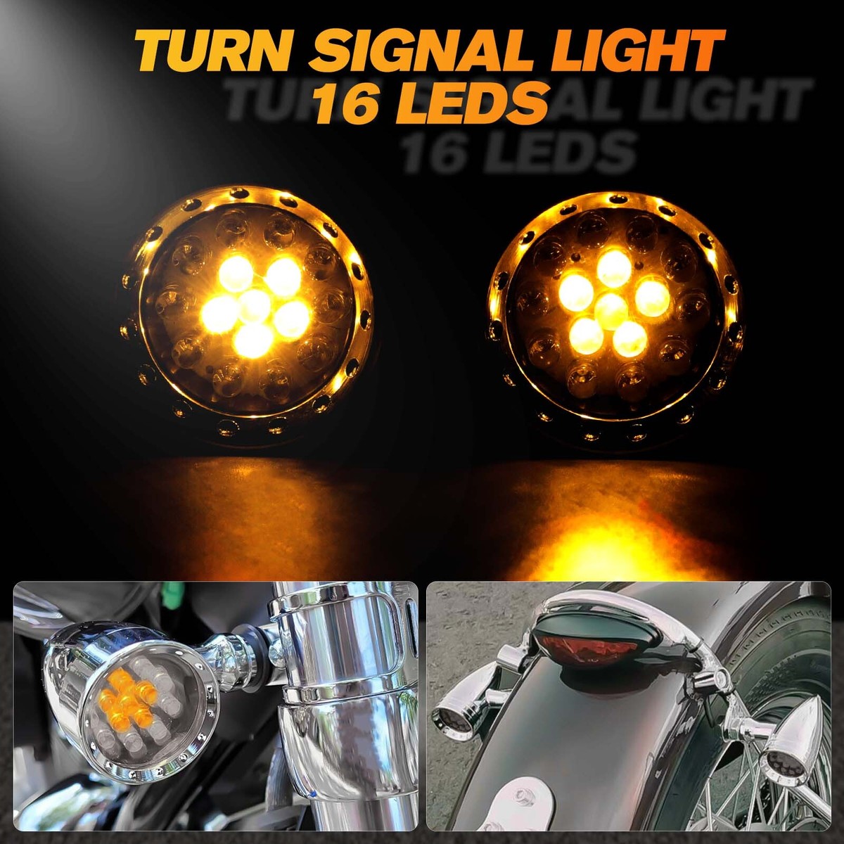 Chrome LED Turn Signal Brake Lights For Honda Shadow 750/1100 – Universal Fit, 2-Pack 9 thumbnail image
