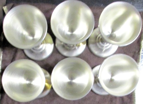 Set 6 Pewter Cordial Goblets Cups Metal Small Bar Preisner Balfour Giftware IOB - Picture 15 of 24
