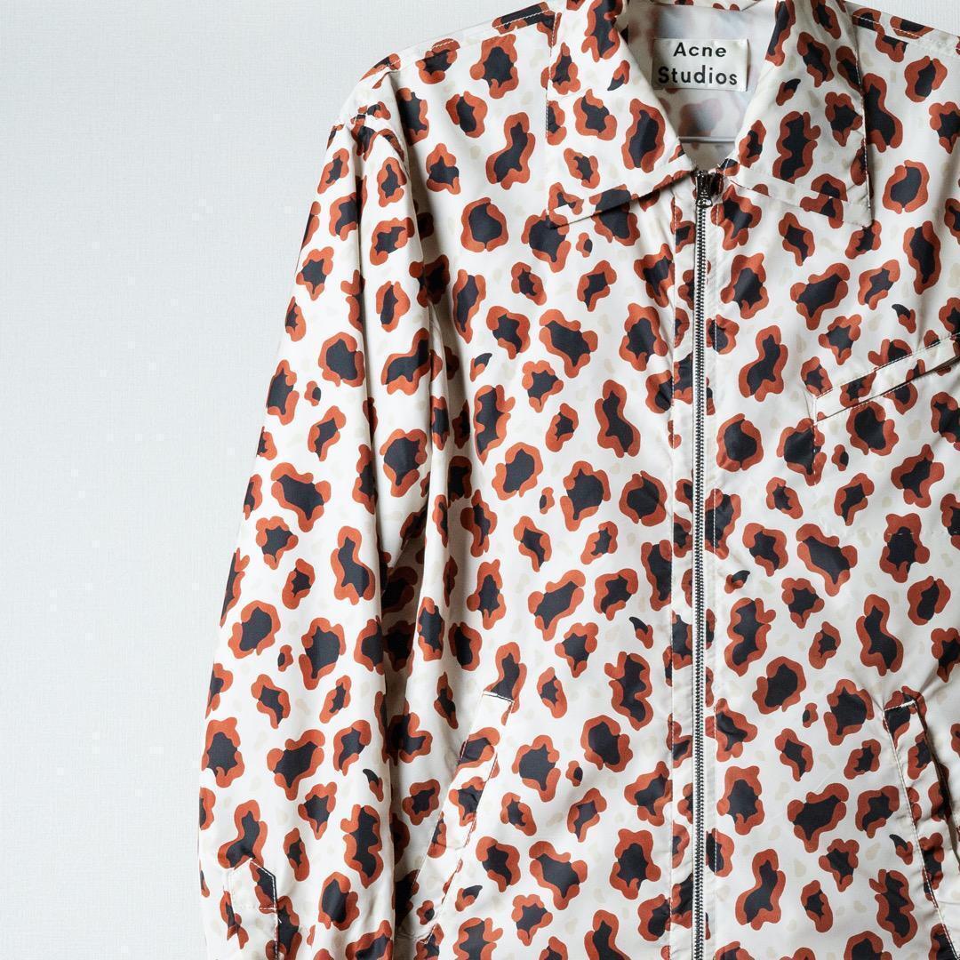 ACNE STUDIOS Nylon Zip-Up Leopard Pattern Men's Jacket Size