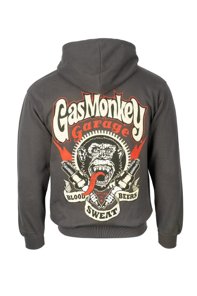 Felpa Con Cappuccio Gas Monkey Garage - Licenza Ufficiale, Zip