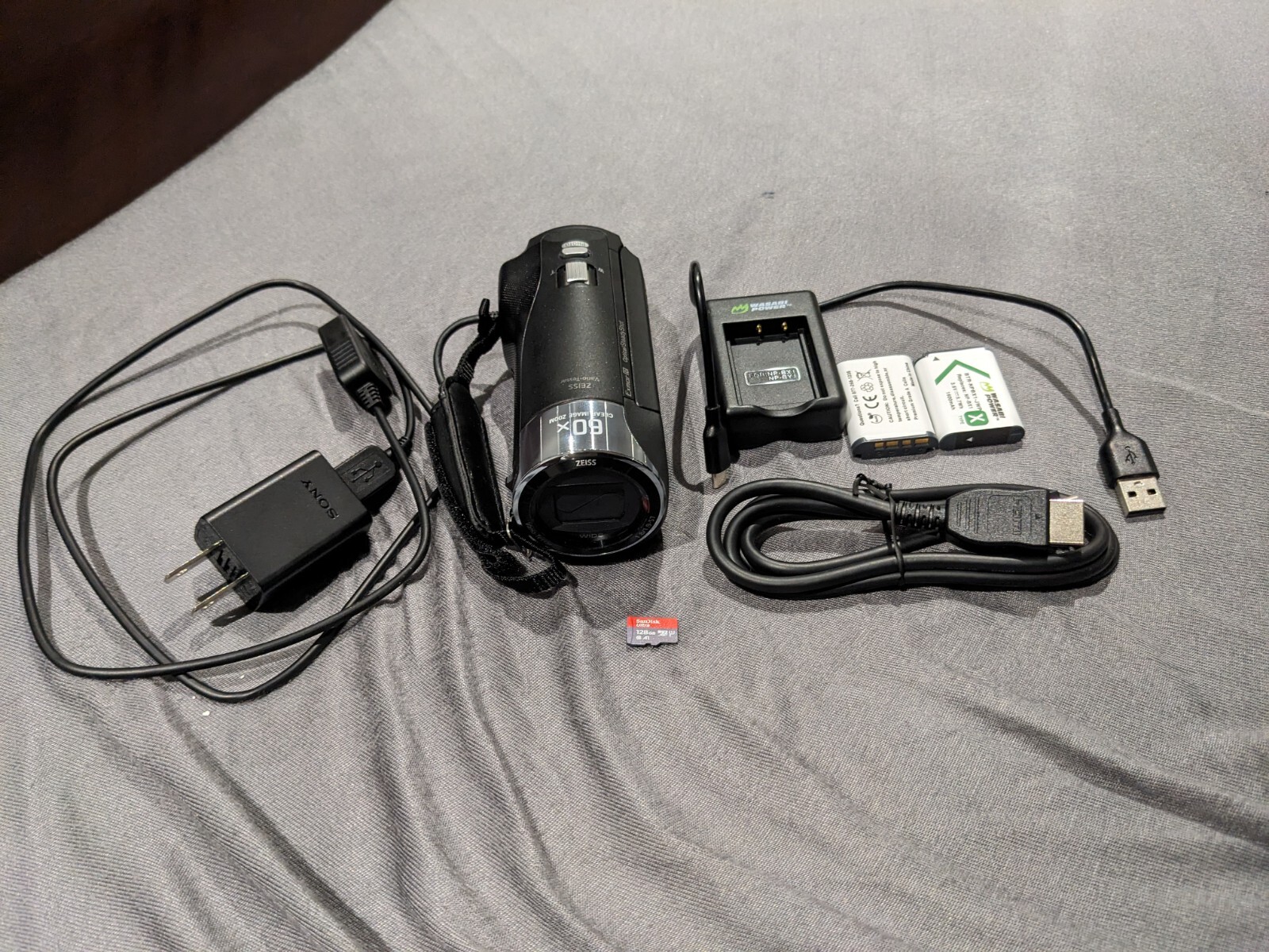 Sony HDRCX405 Handycam Extra Batteries 128 Gb Micro SD Card eBay