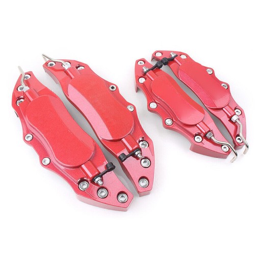 4x Car 3D Metal Brake Caliper Covers Universal Front & Rear 2 Medium+2 Small Red - Picture 4 of 11
