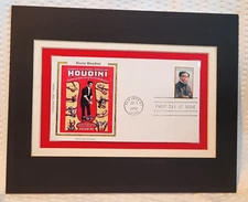 HARRY HOUDINI - ILLUSIONIST / MAGICIAN - FRAMEABLE MATTED STAMP ART - 1513