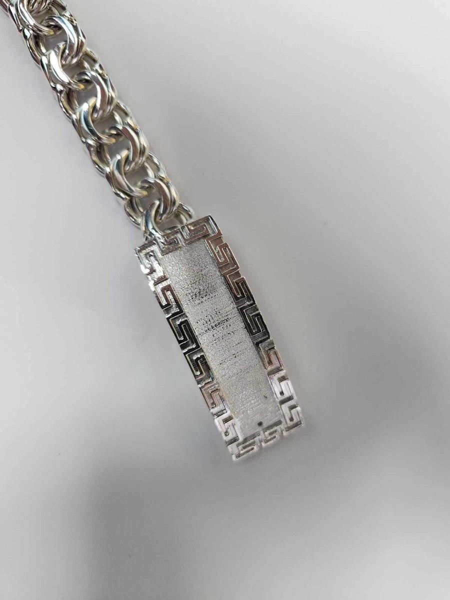 99g 8.5 Inch Chino Link Bracelet Solid Handmade ID Greek 925