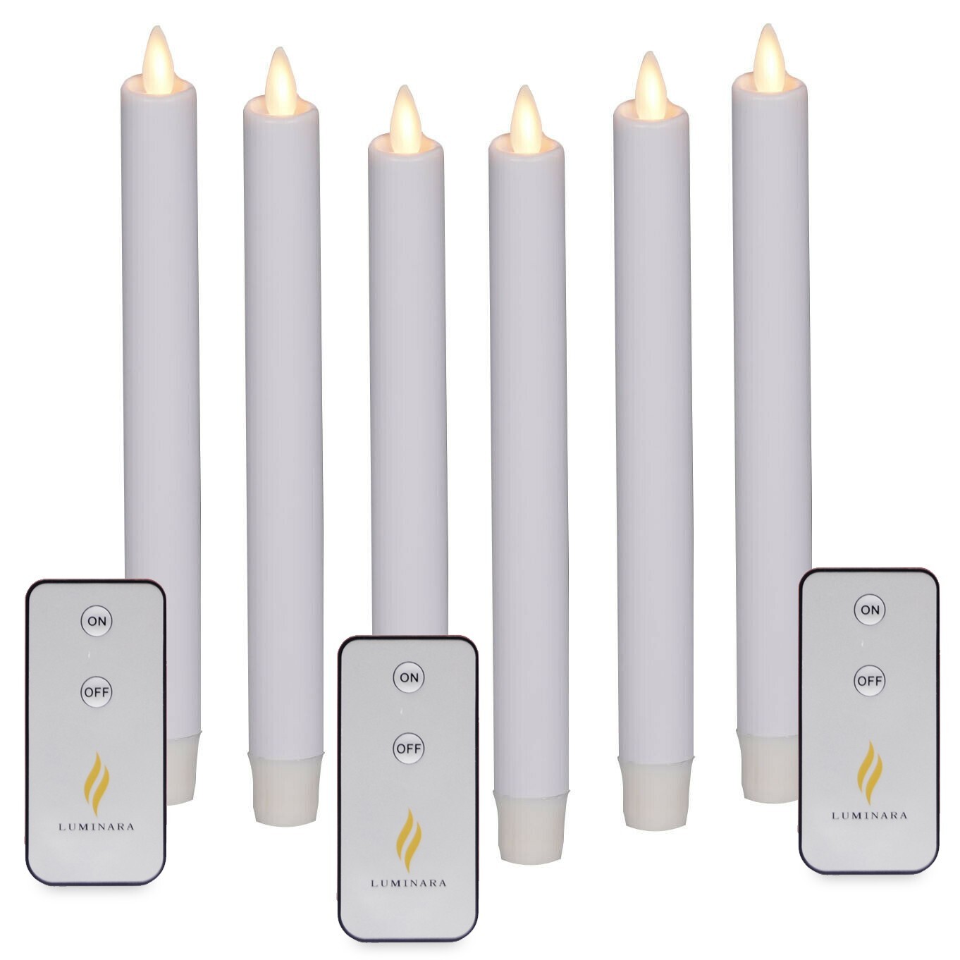 luminara 12 Pack real wax LED Taper Candles with Remote/Timer,Battery