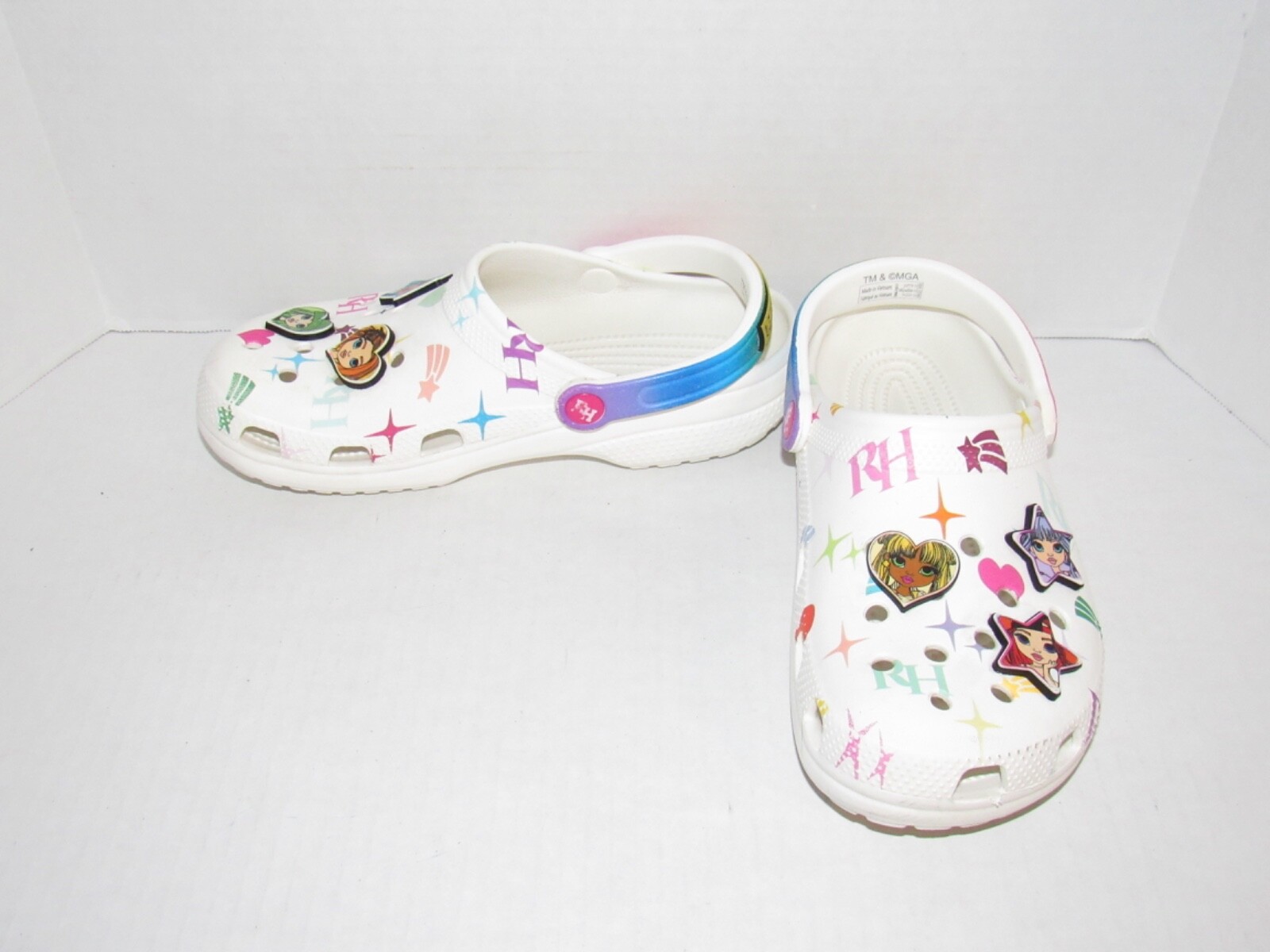 Crocs Rainbow High White Classic Clog Shoes 208117-90H Youth Junior Girls Size 6