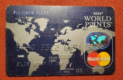 MBNA World Points Platinum Plus MasterCard credit card exp 2006. Our cc1742