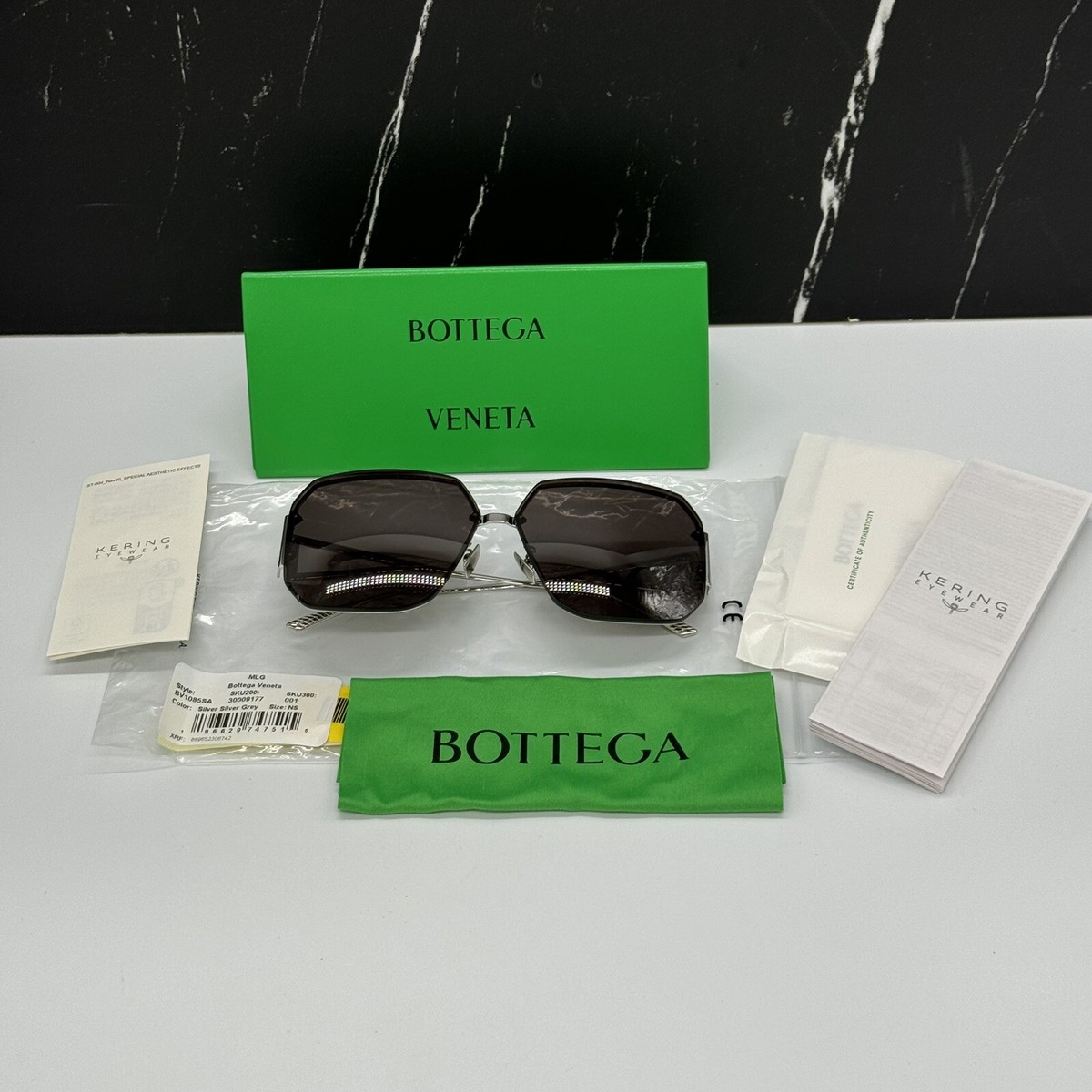 NEW BOTTEGA VENETA BV1085SA 001 SILVER GREY WOMEN SUNGLASSES BOTTEGA VENETA NEW BV1085SA 001 BOTTEGA VENETA SILVER BLACK WOMEN BOTTEGA  main image 2