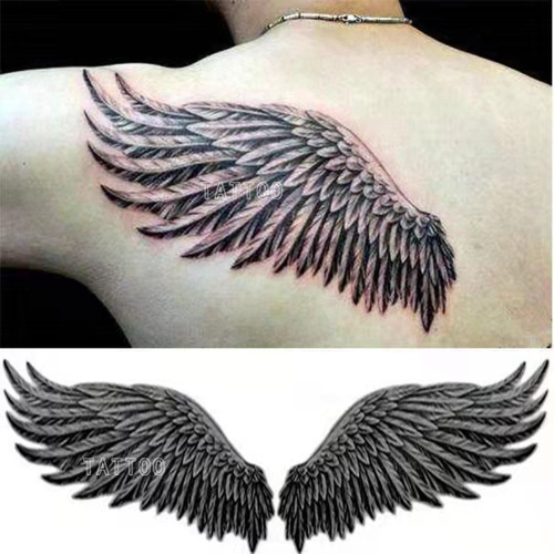 A Pair of Large Wings Tattoo Stickers on The Chest BackNeck Feather Art  Tattoos | eBay