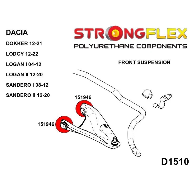 Boccole Sportive Dei 2 Bracci Inferiori Anteriori Per Dacia Lodgy (12-22) - Immagine 2 di 4