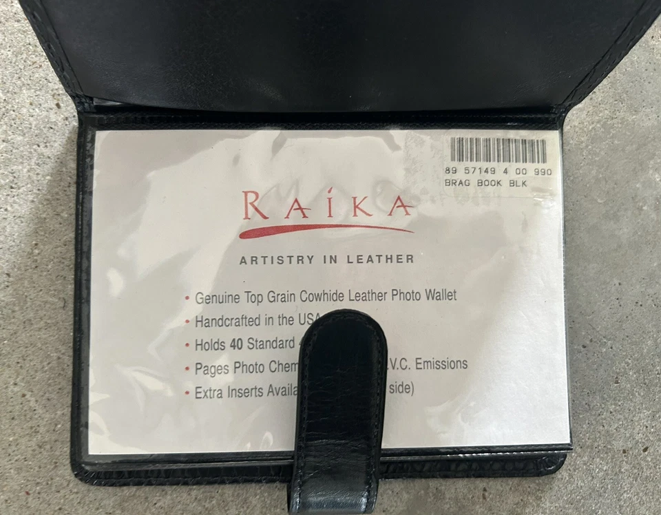 Álbum de fotos Raika Brag Book cuero negro trenzado cesta tejido 4x6" nuevo sin caja Foto 4 de 4