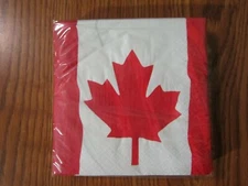 WAVING CANADIAN FLAG BEVERAGE NAPKINS 30 CT PARTY AMSCAN INC 2-PLY COCKTAIL NEW