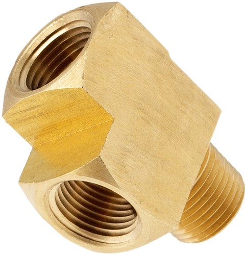 3/8"NPT MALE TO TWO 3/8"NPT FEMALE TEE/T/3-WAY BRASS FITTING F/PIPE/TANK VXA7638 - Picture 2 of 2