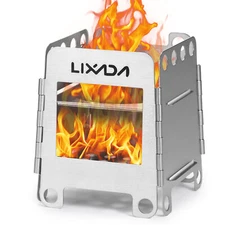 Lixada Portable Stainless Steel Lightweight Folding Wood Stove Cooking Z9H8