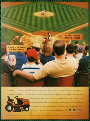 Kubota TG Riding Mower Baseball Diamond Dreams Vintage Print Ad 1998