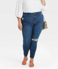 NEW Ava and Viv Distressed Dark Wash Mid Rise Skinny Jeans Size 20W
