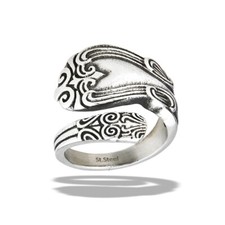 Stainless Steel Oxidized Victorian Spoon Ring