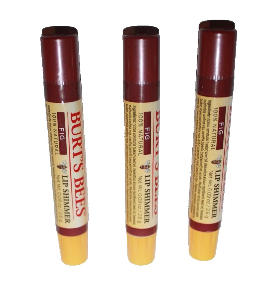 Burt's Bees Shimmer Lipstick Lip Color FIG  Lot Of 3 Sealed BRAND NEW - Image 2 of 2