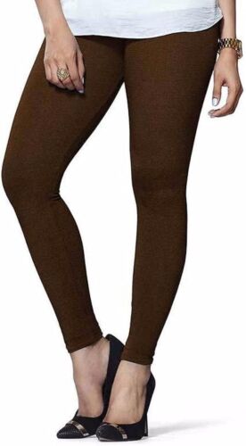 Women Cotton Churidar Legging Extra Long Plain Solid Pant Daily Wear Dark Brown - Picture 3 of 3