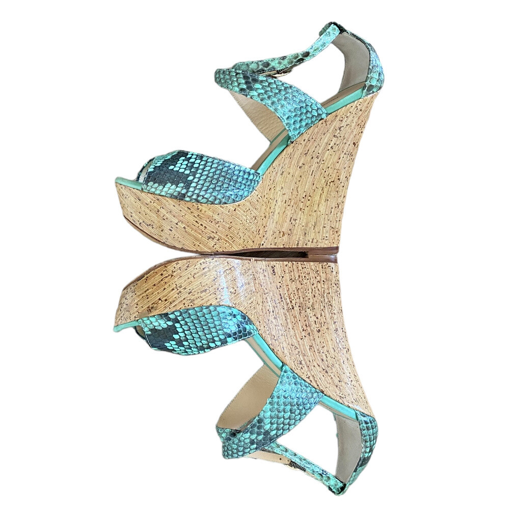 ALEXANDRE BIRMAN Green Python Leather Strappy Cor… - image 9