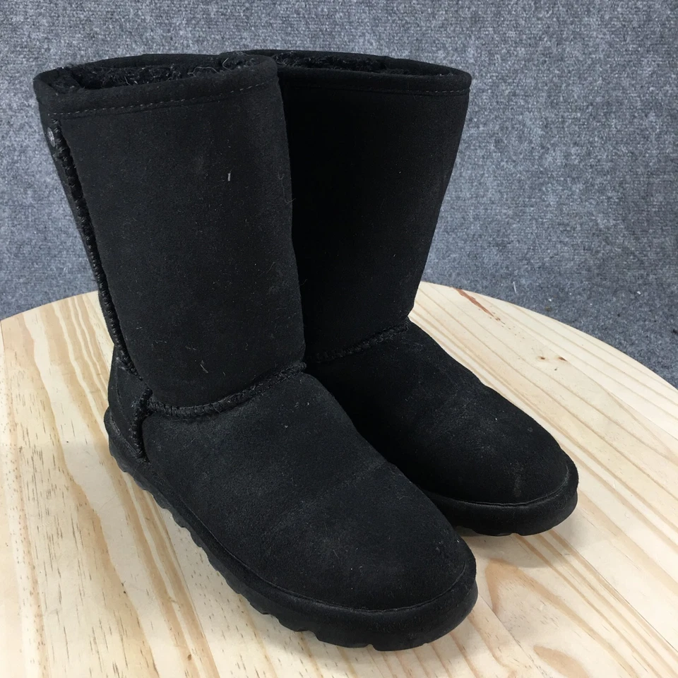 Bearpaw Botas Mujer 7 Elle Cortas Pull On Piel de Oveja Botas de Invierno Negro Gamuza Foto 3 de 4