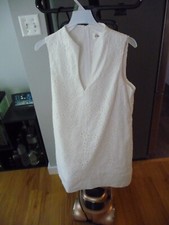 ELIZA J WHITE COTTON EYELET MIDI DRESS DEEP V NECK ZIP ON THE BACK SIZE14