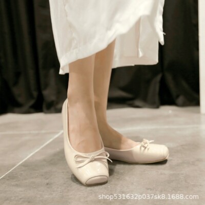 Spring Autumn Women Square Toe Flat Shoes Ballet Shoes Faux Leather Loafer 33-48