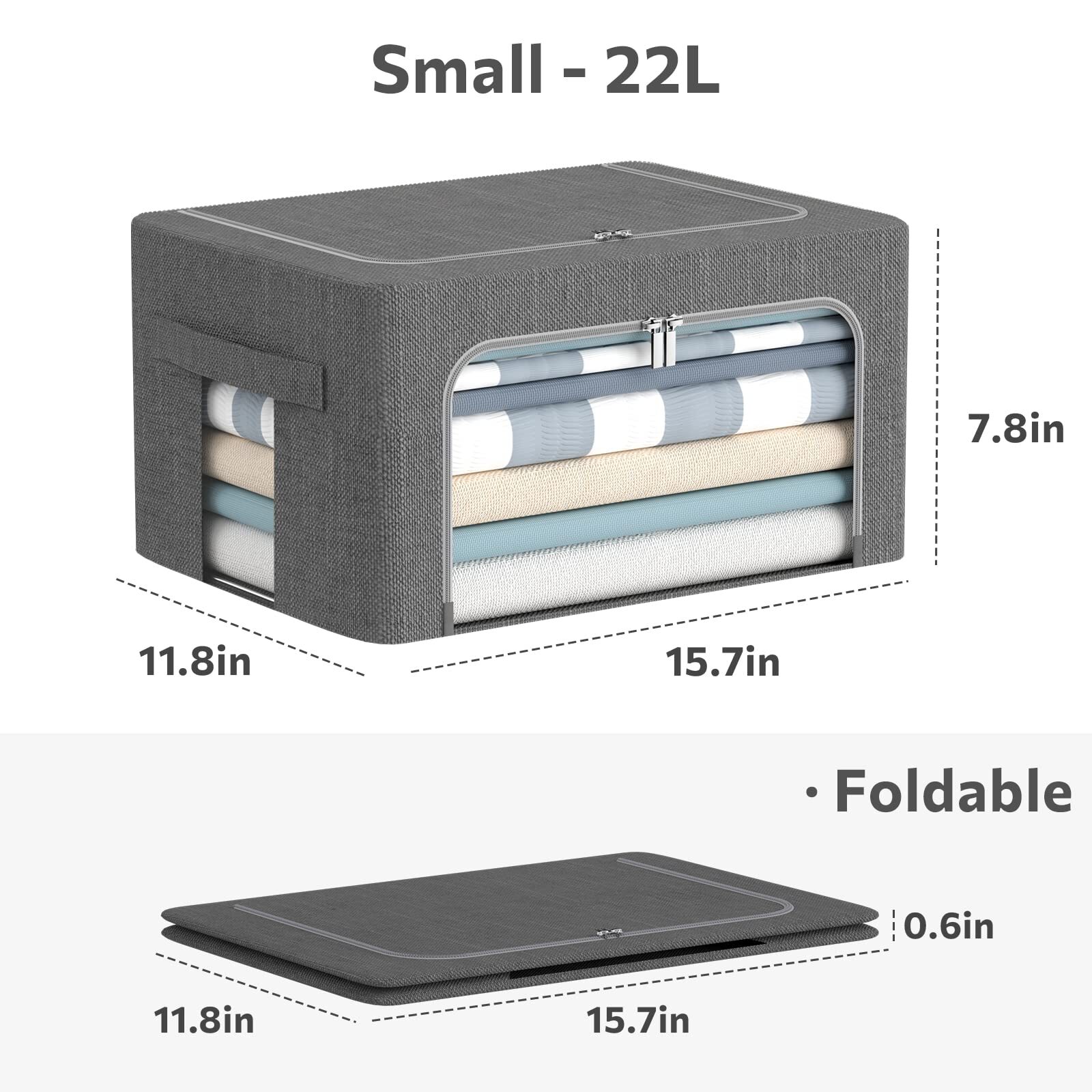 3pack Foldable Storage Bins Frame Storage Box Linen Fabric Stackable ...