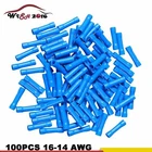 100X 16-14 AWG Car Audio/Alarm Wire Butt Connector Blue Vinyl Gauge Ga Terminal