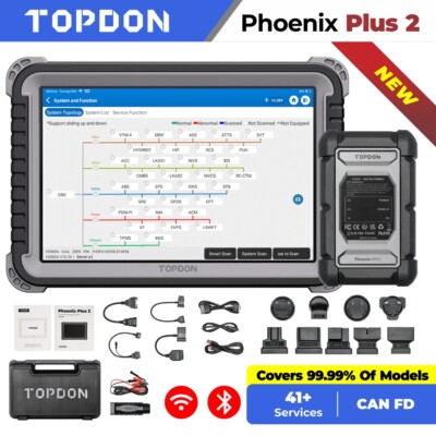 TOPDON Phoenix Plus 2 Car Diagnostic Scanner Bidirectional Scanner Online Coding